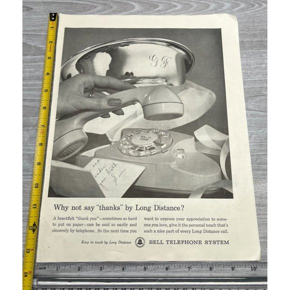 Vtg Print Ad Bell Telephone System Long Distance Thank You Wedding Gift Phone - Picture 3 of 5